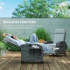 Outdoor Rattan Recliner Chair with Cushion, Grey
