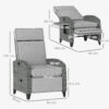 Outdoor Rattan Recliner Chair with Cushion, Grey