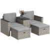 5 Piece Rattan Garden Furniture Set with Storage Table and Stools, Grey 5 Piece Rattan Garden Furniture Set with Storage Table and Stools, Grey