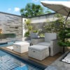 5 Piece Rattan Garden Furniture Set with Storage Table and Stools, Grey
