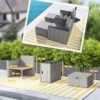 5 Piece Rattan Garden Furniture Set with Storage Table and Stools, Grey