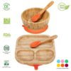 VINSANI BAMBOO BOWL, SQUARE PLATE & SPOON SET
