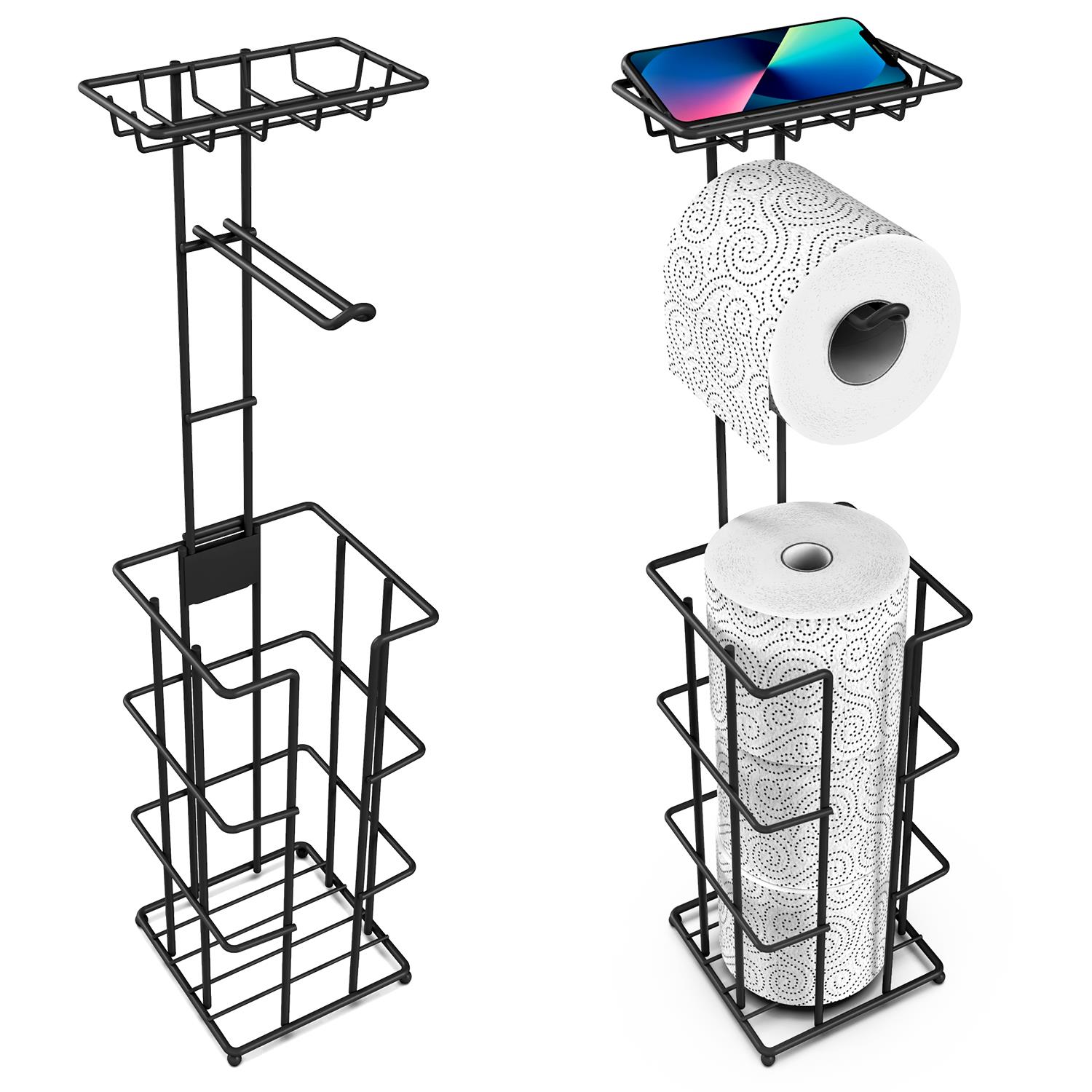 Vinsani Metal Toilet Roll Holder & Storage Vinsani Metal Toilet Roll Holder & Storage