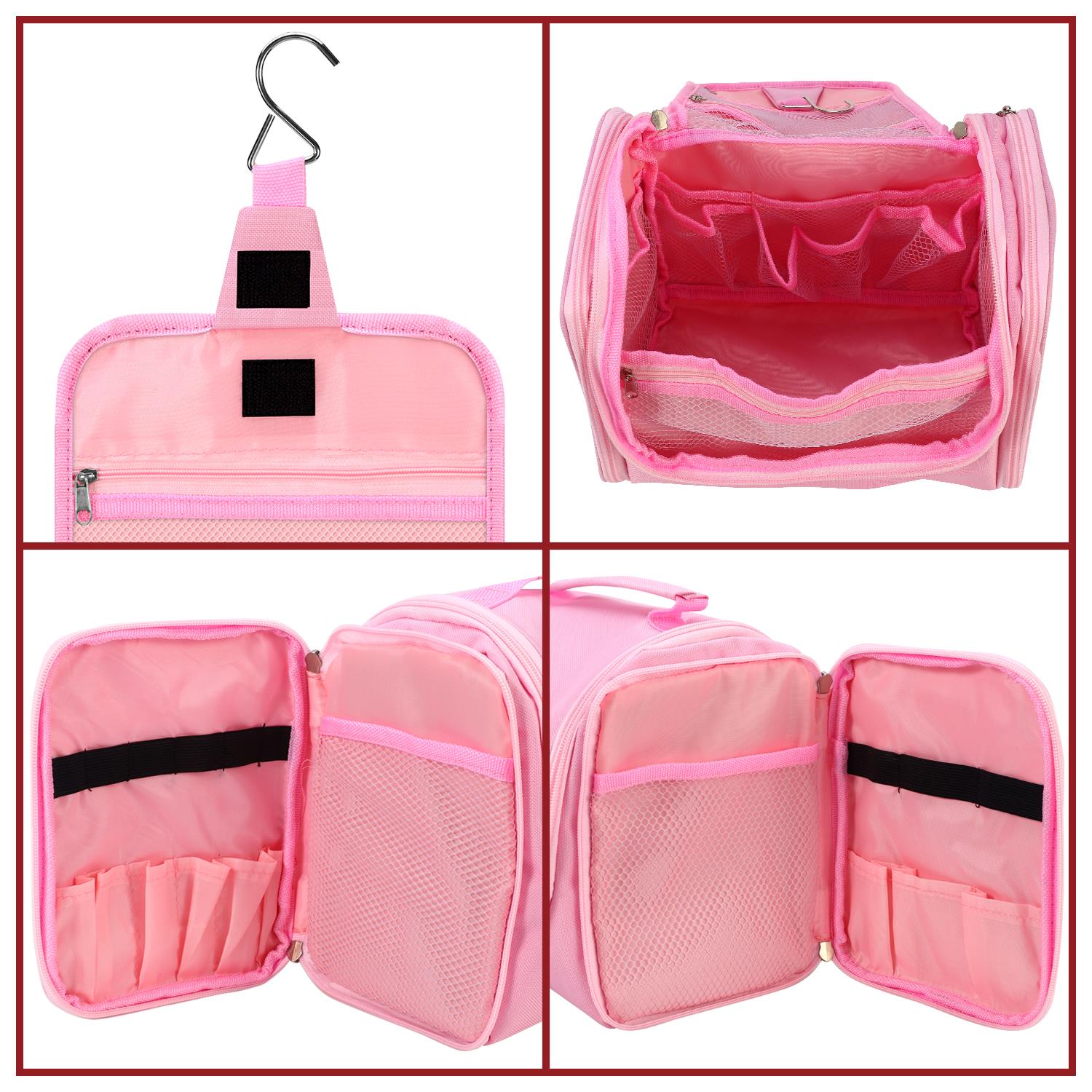 Hanging Toiletry Travel Bag - Pink Hanging Toiletry Travel Bag - Pink - Image 2