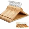 20 Pack Wooden Coat Hangers – Natural Wooden Suit and Clothes Hangers