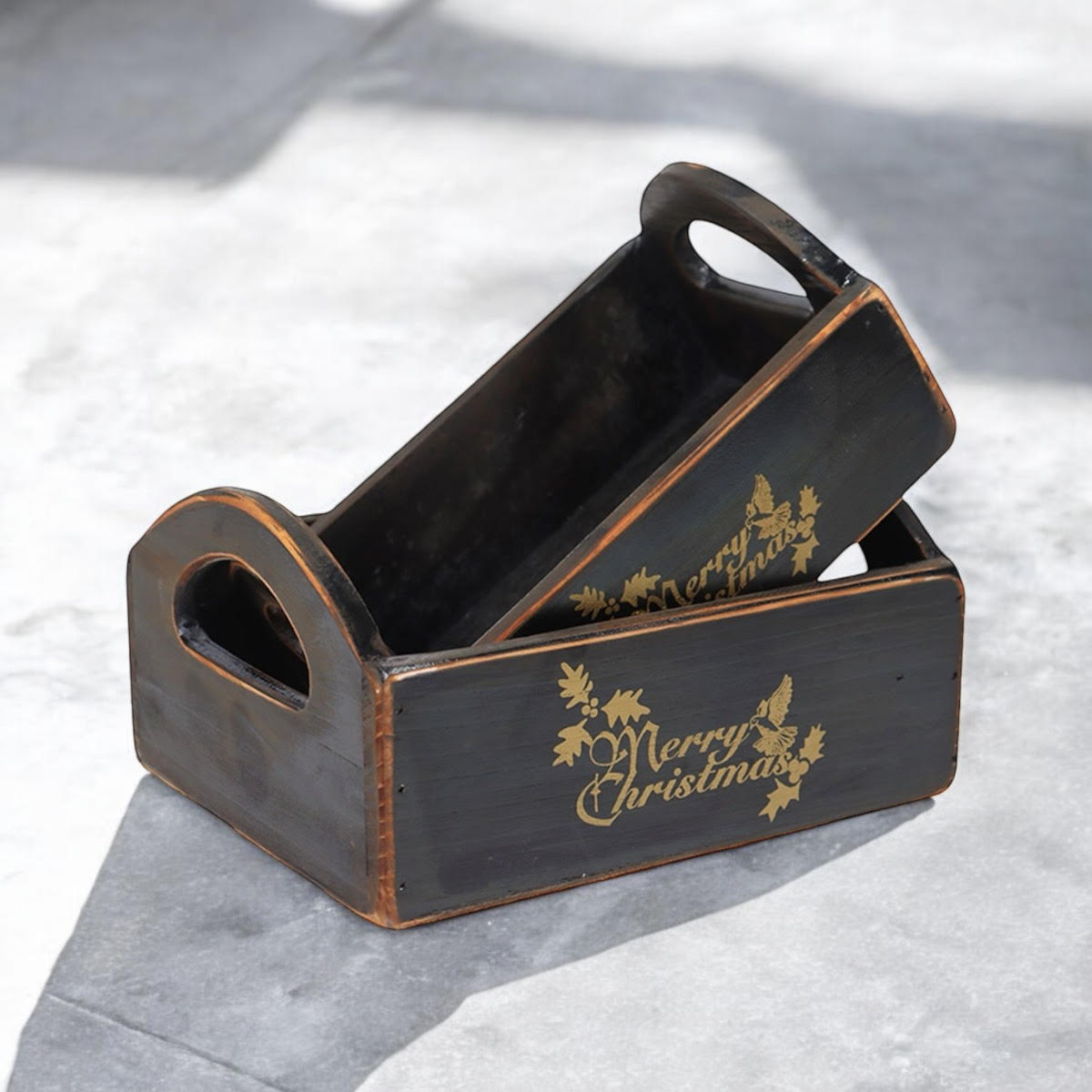 Black Wooden Storage Crates – Set of 2 Black Wooden Storage Crates – Set of 2 - Image 4