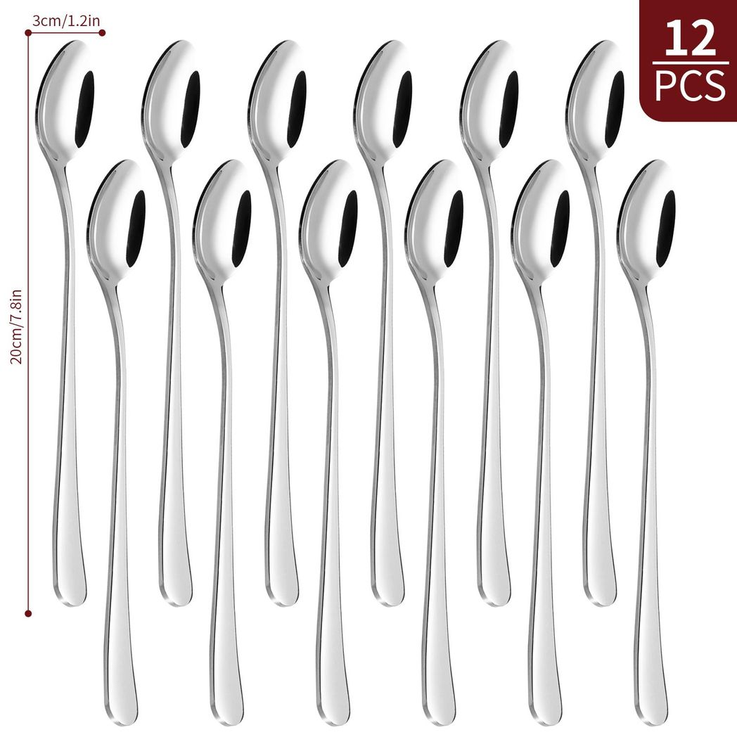 12 Piece Stainless Steel Long Handle Latte Spoon Set 12 Piece Stainless Steel Long Handle Latte Spoon Set - Image 3