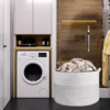 White and Light Grey Laundry Basket