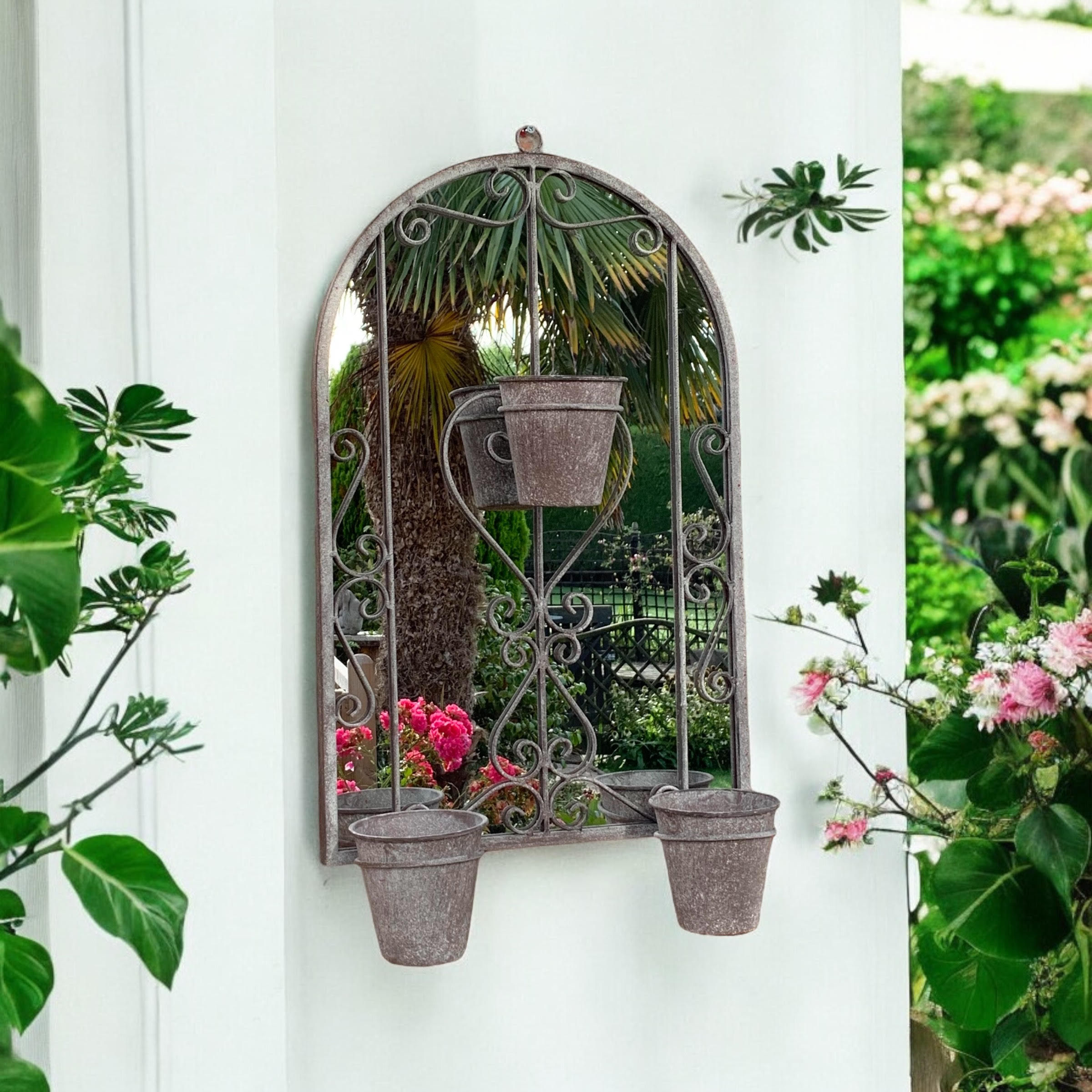 80CM WALL MIRROR WITH TRIPLE PLANTER 80CM WALL MIRROR WITH TRIPLE PLANTER