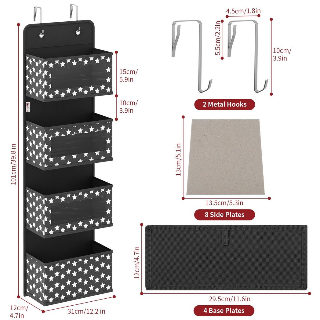 4 Tier Black Hanging Organiser 4 Tier Black Hanging Organiser - Image 3