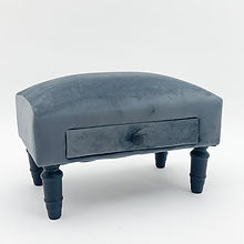 GREY VELVET FOOTSTOOL WITH DRAWER GREY VELVET FOOTSTOOL WITH DRAWER
