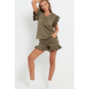 Ladies V Neck Frill Peplum Sleeve Top & Shorts 2 Piece Set Ladies V Neck Frill Peplum Sleeve Top & Shorts 2 Piece Set - Image 7