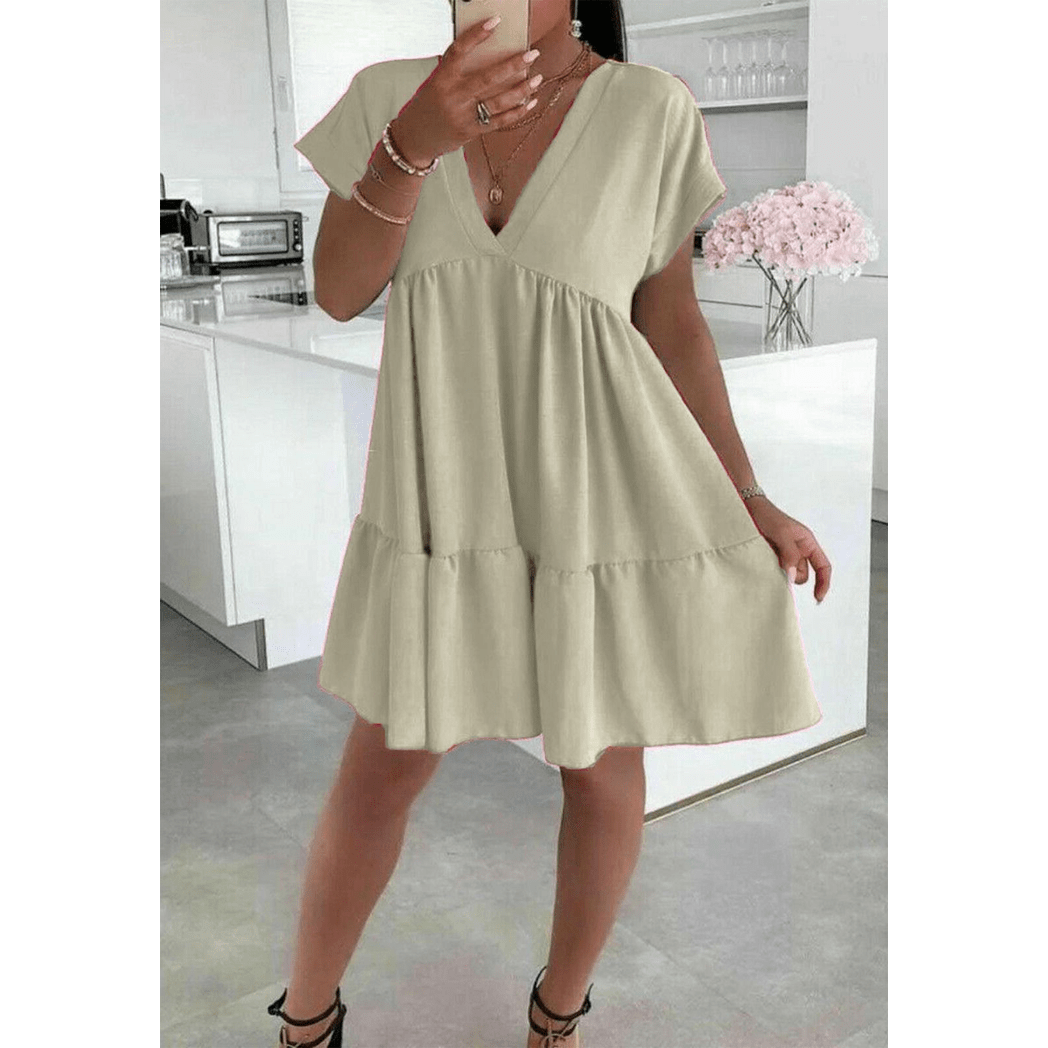 Italian V Neck Smock Dress - Elegant Everyday Style Italian V Neck Smock Dress - Elegant Everyday Style - Image 6