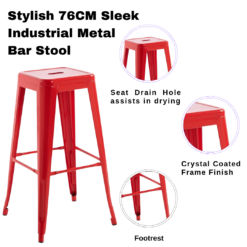 76cm Red Metal Bar Stool