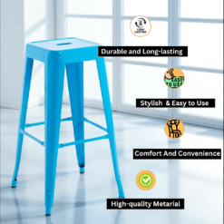 Alternative view of 76cm Blue Metal Bar Stool