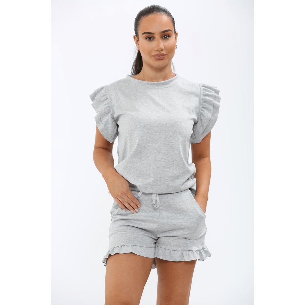 Ladies Frill Peplum Sleeve Top & Shorts 2 Piece Set Ladies Frill Peplum Sleeve Top & Shorts 2 Piece Set - Image 5