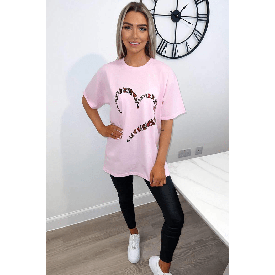 Ladies Oversized Printed Heart Short Sleeve T-Shirt Ladies Oversized Printed Heart Short Sleeve T-Shirt - Image 7