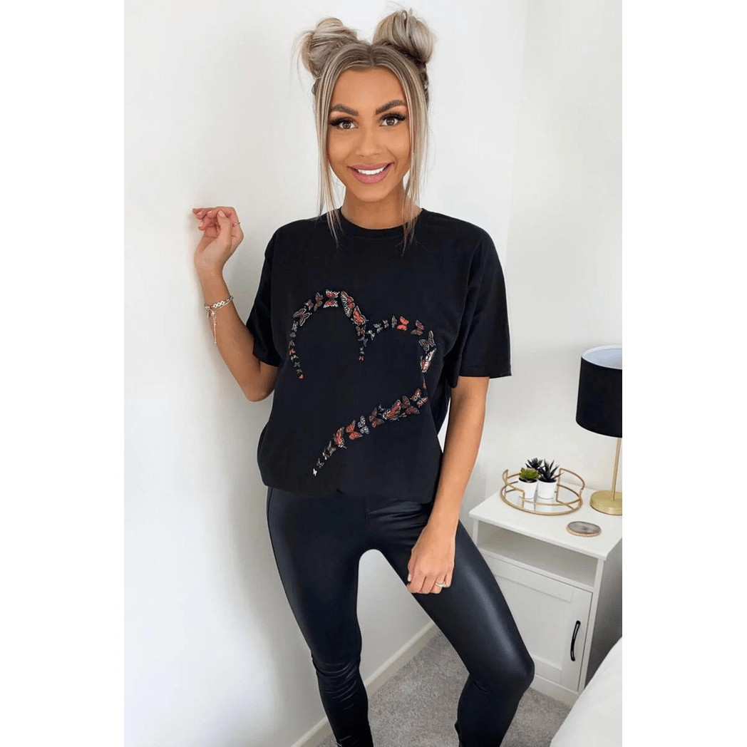 Ladies Oversized Printed Heart Short Sleeve T-Shirt Ladies Oversized Printed Heart Short Sleeve T-Shirt - Image 5