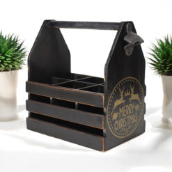 Black 6 Bottle Holder with Bottle Opener