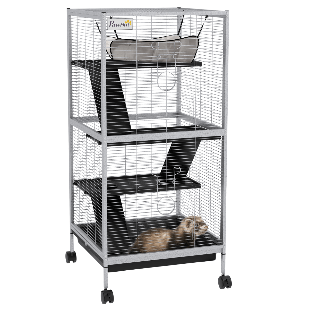Rolling Small Animal Cage for Chinchillas and Ferrets with Ramp, Grey Rolling Small Animal Cage for Chinchillas and Ferrets with Ramp, Grey