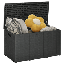 336 Litre Rolling Outdoor Garden Storage Box, Plastic Container, Black
