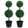 PE Set of 2 Artificial Boxwood Ball Topiary Plant Tree's Green