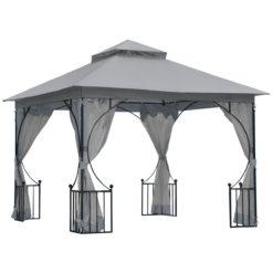 Gazebo Party Tent Canopy Sun Shade for Patio Garden Light Grey 3 x 3m