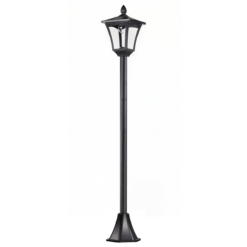 Solar Powered Lamp Post, IP44, 18Lx18Wx160H cm-Black