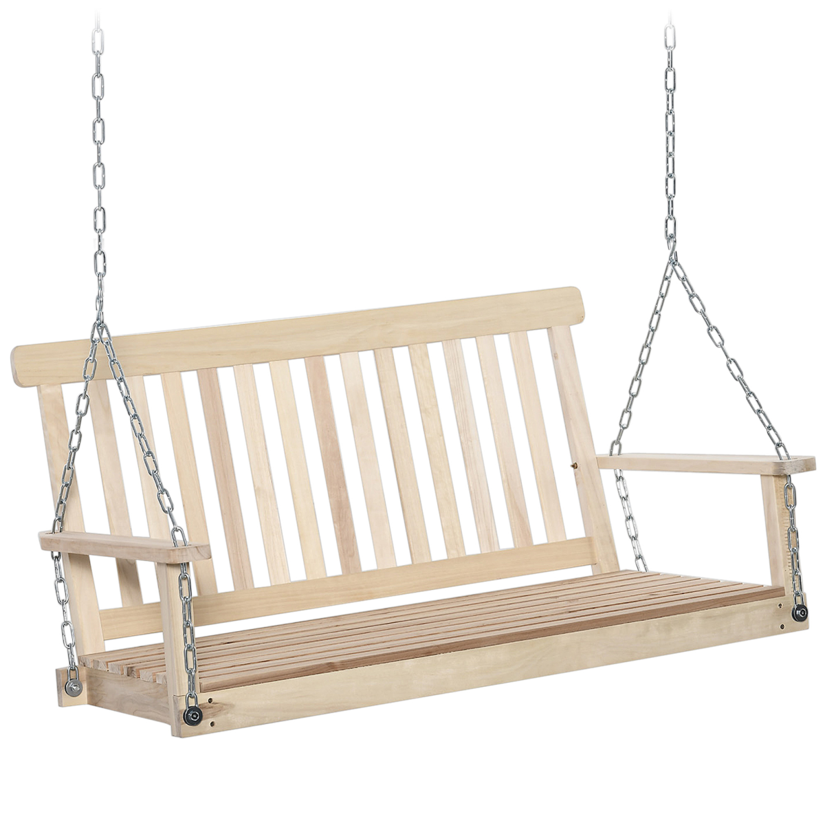 Wooden 2-Seater Poch Swing Chair Hanging Hammock Chains Wooden 2-Seater Poch Swing Chair Hanging Hammock Chains