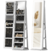 360° Swivel Jewellery Cabinet with Full-Length Mirror and Storage, White 360° Swivel Jewellery Cabinet with Full-Length Mirror and Storage, White