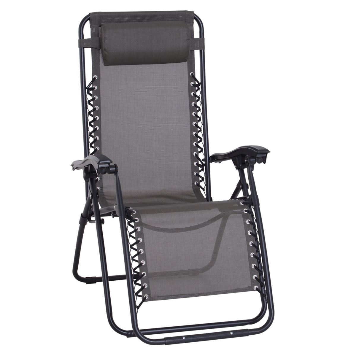 Metal Frame Zero Gravity Lounger w/ Head Pillow for Patio Decking Outsunny Metal Frame Zero Gravity Lounger w/ Head Pillow for Patio Decking Outsunny