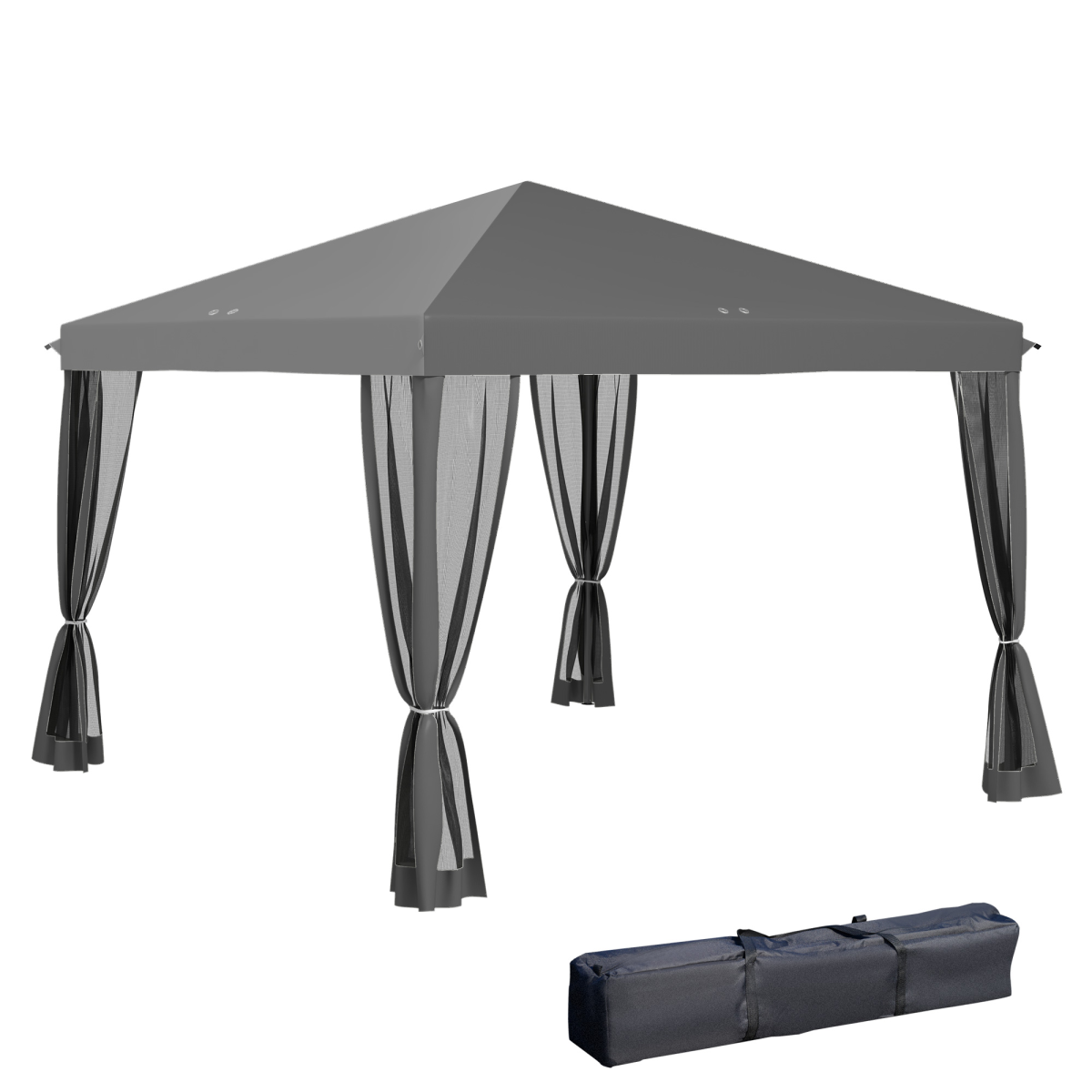 Heavy Duty Pop Up Gazebo with Removable Mesh Sidewall Netting Gray Heavy Duty Pop Up Gazebo with Removable Mesh Sidewall Netting Gray