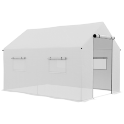Tunnel Greenhouse with UV-Resistant PE Cover, Wide Door, 2 x 3m, White