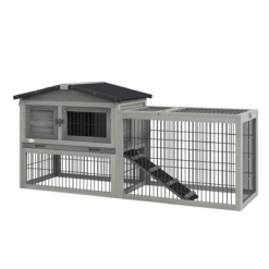 Rabbit Hutch and Outdoor Pet House with Run and Ramp