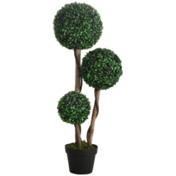 Artificial Three-Ball Boxwood Topiary Tree Plant