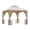 Metal Gazebo With Sides Beige 3m x 3m Waterproof Gazebo