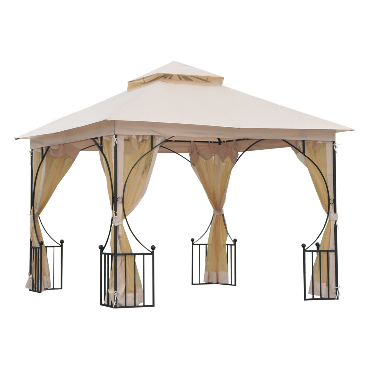 Metal Gazebo With Sides Beige 3m x 3m Waterproof Gazebo Metal Gazebo With Sides Beige 3m x 3m Waterproof Gazebo
