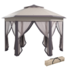 4.05m x 4.05m Metal Frame Mesh Draped 2-Tier Roof Gazebo Brown 4.05m x 4.05m Metal Frame Mesh Draped 2-Tier Roof Gazebo Brown