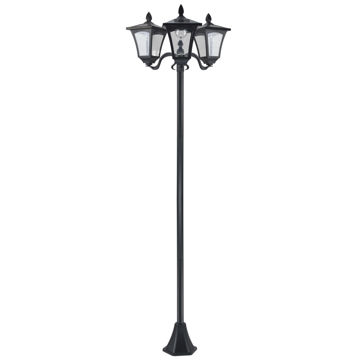 3-Solar Powered Lamp Post, IP44, 51.5Lx47Wx182.5H cm-Black 3-Solar Powered Lamp Post, IP44, 51.5Lx47Wx182.5H cm-Black