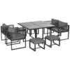 8 Seater Dining Cube Set Dining Table, 4 Chairs & 4 Footstools & Cushion, Grey 8 Seater Dining Cube Set Dining Table, 4 Chairs & 4 Footstools & Cushion, Grey