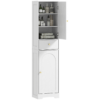 Tall Bathroom Storage Cabinet with Arched Doors and Adjustable Shelf, White