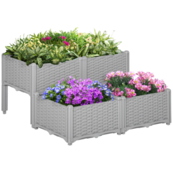 Set of 2 Raised Outdoor Garden Planter Box