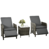 3 Piece Rattan Bistro Set with Adjustable Backrest, Mixed Grey 3 Piece Rattan Bistro Set with Adjustable Backrest, Mixed Grey