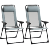 2 Portable Folding Recliner Outdoor Patio Chaise Lounge Chair with Backrest