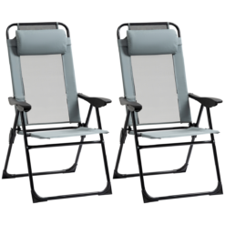 2 Portable Folding Recliner Outdoor Patio Chaise Lounge Chair with Backrest