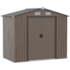 Lockable Garden Shed Large Patio Roofed Tool Metal Storage Sheds Box Khaki