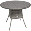 Outdoor PE Rattan Dining Table with Wood-Plastic Composite Top, Grey