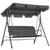 3 Person Rattan Swing Chair with Stand and Adjustable Canopy
