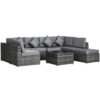 8 Piece Patio Rattan Sofa Set for Outdoor Garden, Grey 8 Piece Patio Rattan Sofa Set for Outdoor Garden, Grey