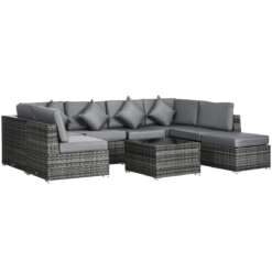 8 Piece Patio Rattan Sofa Set for Outdoor Garden, Grey